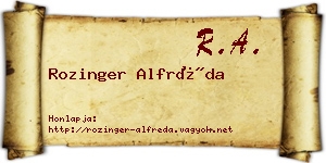 Rozinger Alfréda névjegykártya